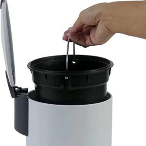 Kela Bathroom Trash Can with Soft Close, Step-On Lid, White, 1.3 Gallons, 10 inches Tall, Small Waste Basket