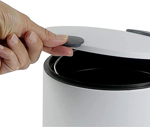 Kela Bathroom Trash Can with Soft Close, Step-On Lid, White, 1.3 Gallons, 10 inches Tall, Small Waste Basket