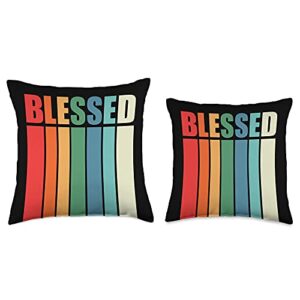 Christian Faith & Bible Verse Inspiration Christian Faith Inspiration Quote: Blessed Vintage Color Throw Pillow, 18x18, Multicolor