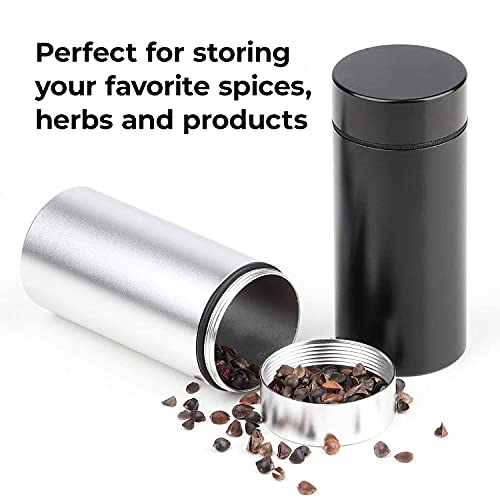 VIKROM Portable Airtight Aluminum Herb Storage Container Durable Waterproof Containers with Screw-Top Lid Lock Herb Spices Metal Accessories for Preserves & Secures Herbs