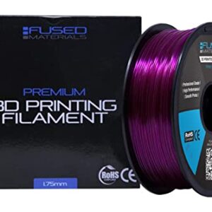 Fused Materials Transparent Purple PETG 3D Printer Filament - 1kg Spool, 1.75mm, Dimensional Accuracy +/- 0.03 mm, (Trans Purple)