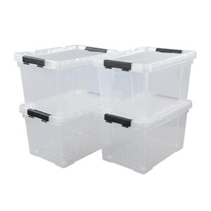 obstnny 22 quart clear latching box with wheels, plastic storage bin, 4 packs