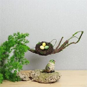 IXIGER Artificial Bird Nest, Bird Nest with Artificial Bird Eggs, Country Style Simulation Twig Bird Nest for Handmade Easter Rattan Nest Creative Decoration for Home Garden(3.15inches)