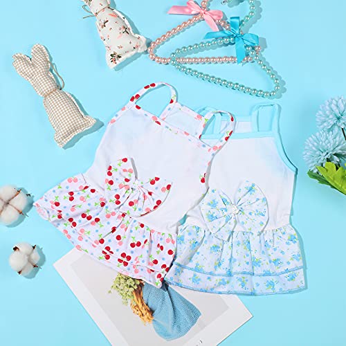 2 Pieces Puppy Dress Cute Tutu Princess Pet Dress Floral Design Puppy Dresses with Bowtie for Girl Small Dogs (XS)