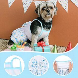 2 Pieces Puppy Dress Cute Tutu Princess Pet Dress Floral Design Puppy Dresses with Bowtie for Girl Small Dogs (XS)