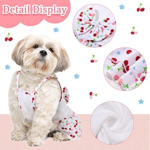 2 Pieces Puppy Dress Cute Tutu Princess Pet Dress Floral Design Puppy Dresses with Bowtie for Girl Small Dogs (XS)