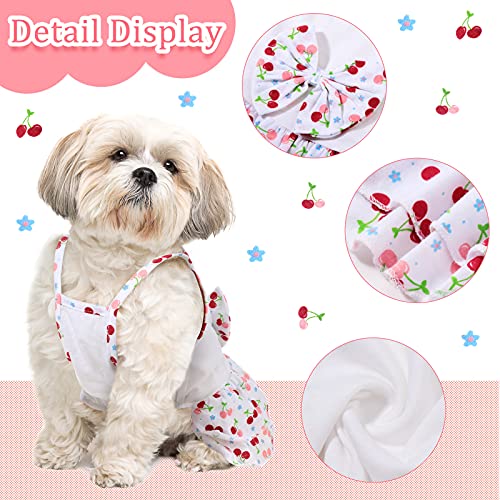 2 Pieces Puppy Dress Cute Tutu Princess Pet Dress Floral Design Puppy Dresses with Bowtie for Girl Small Dogs (XS)