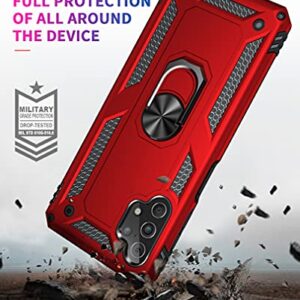 YZOK for Galaxy A32 5G Case,Samsung A32 5G Case, with HD Screen Protector,[Military Grade] Ring Car Mount Kickstand Hybrid Hard PC Soft TPU Shockproof Protective Case for Samsung Galaxy A32 5G (Red)