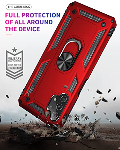 YZOK for Galaxy A32 5G Case,Samsung A32 5G Case, with HD Screen Protector,[Military Grade] Ring Car Mount Kickstand Hybrid Hard PC Soft TPU Shockproof Protective Case for Samsung Galaxy A32 5G (Red)