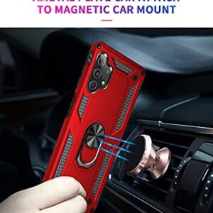 YZOK for Galaxy A32 5G Case,Samsung A32 5G Case, with HD Screen Protector,[Military Grade] Ring Car Mount Kickstand Hybrid Hard PC Soft TPU Shockproof Protective Case for Samsung Galaxy A32 5G (Red)