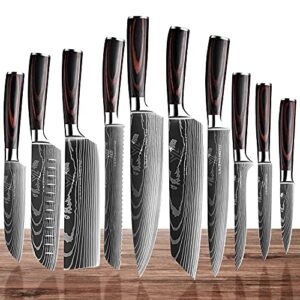 kitchen chef knife sets, 3.5-8 inch set boxed knives 5cr15mov stainless steel ultra sharp japanese knives with sheaths, 10 pieces knife sets for professional chefs