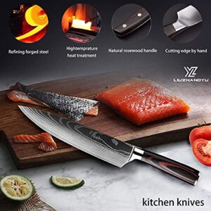 Kitchen Chef Knife Sets, 3.5-8 Inch Set Boxed Knives 5Cr15mov Stainless Steel Ultra Sharp Japanese Knives with Sheaths, 10 Pieces Knife Sets for Professional Chefs