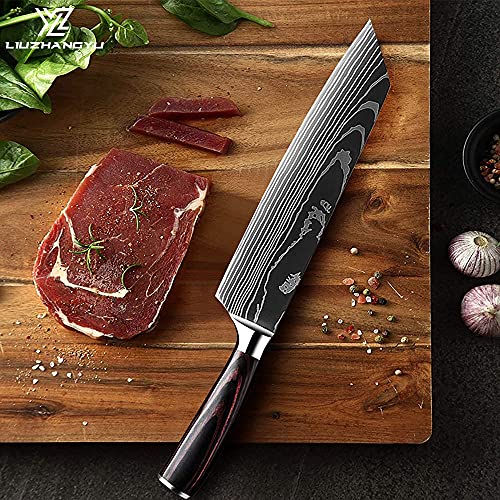 Kitchen Chef Knife Sets, 3.5-8 Inch Set Boxed Knives 5Cr15mov Stainless Steel Ultra Sharp Japanese Knives with Sheaths, 10 Pieces Knife Sets for Professional Chefs