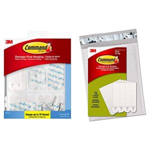 command clear variety kit, hooks and strips to hang up to 19 items, organize damage-free & large picture hanging strips heavy duty, white, holds up to 16 lbs, 14-pairs, easy to open packaging