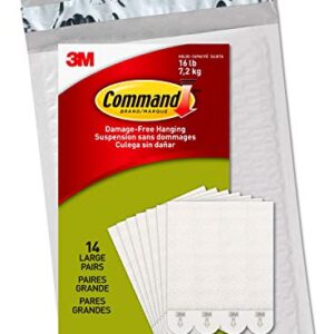 Command Clear Variety Kit, Hooks and Strips to Hang Up to 19 Items, Organize Damage-Free & Large Picture Hanging Strips Heavy Duty, White, Holds up to 16 lbs, 14-Pairs, Easy to Open Packaging