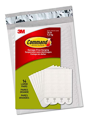 Command Clear Variety Kit, Hooks and Strips to Hang Up to 19 Items, Organize Damage-Free & Large Picture Hanging Strips Heavy Duty, White, Holds up to 16 lbs, 14-Pairs, Easy to Open Packaging