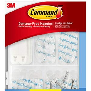 Command Clear Variety Kit, Hooks and Strips to Hang Up to 19 Items, Organize Damage-Free & Large Picture Hanging Strips Heavy Duty, White, Holds up to 16 lbs, 14-Pairs, Easy to Open Packaging