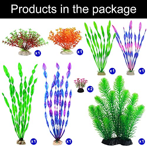 PTFJZ Aquarium Plants-Artificial Fish Tank Plants Artificial Seaweed Water Plants Decoration Ornaments-9pcs