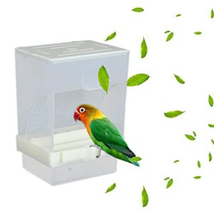 Automatic Bird Feeder for Cage,No-Mess Bird Feeder,Parakeet Seed Food Container,Cage Accessories(Hook Fixed Bird Feeder)