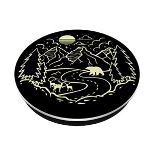 Moonlight Outdoors Forest Trees Mountain Wild Animals Nature PopSockets PopGrip: Swappable Grip for Phones & Tablets