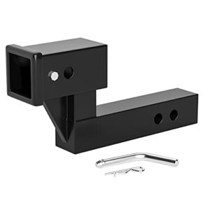 2" trailer raised hitch adapter with 4.25" rise drop receiver lowering hitch extension hitch riser offset - for class iii receivers 9" extension