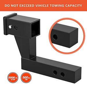 2" Trailer Raised Hitch Adapter with 4.25" Rise Drop Receiver lowering Hitch Extension Hitch Riser Offset - for Class III Receivers 9" Extension