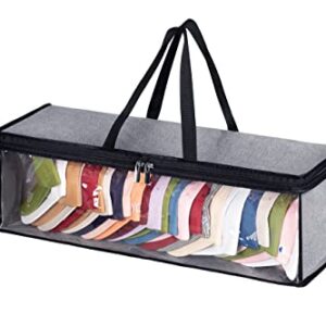 KEETDY Hat Organizer for Baseball Caps Holder Large Hat Storage Bag Rack with Double Carry Handles and Zipper Closure, Grey