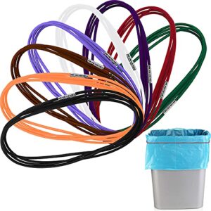8 pieces 3.28 ft trash can bands large rubber bands garbage can bag holder 13-30 gallon garbage can, colorful litter box band loop for trash can outdoor, 8 colors