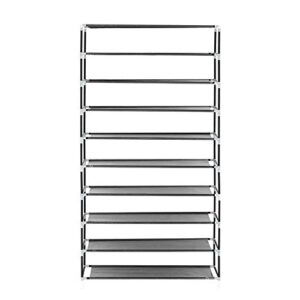 lapday 10 Tiers Shoe Rack with Dustproof Cover, Closet Shoe Storage Cabinet Organizer, Easy to Assemble, for about 50 Pairs, 34 x 11.2 x 60.9 Inches (Gray)