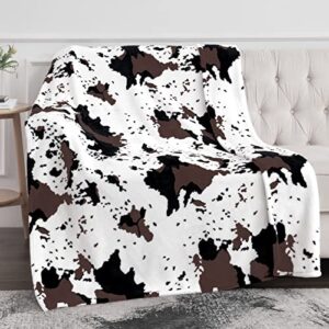jekeno cow print blanket double sided print warm soft throw blanket for bedroom decor sofa chair bed office women gift 50"x60"