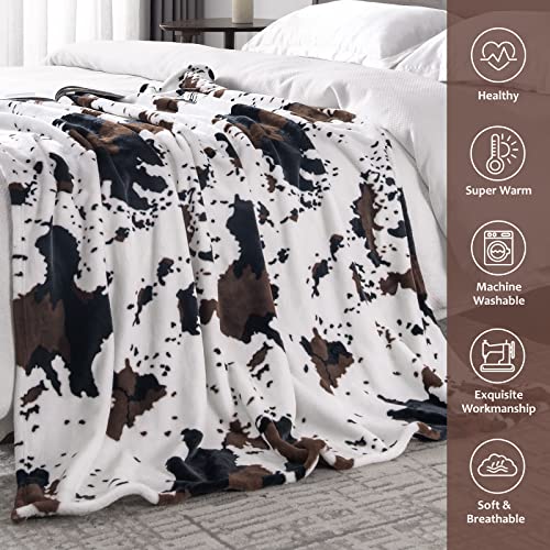 Jekeno Cow Print Blanket Double Sided Print Warm Soft Throw Blanket for Bedroom Decor Sofa Chair Bed Office Women Gift 50"x60"