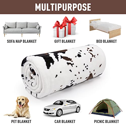 Jekeno Cow Print Blanket Double Sided Print Warm Soft Throw Blanket for Bedroom Decor Sofa Chair Bed Office Women Gift 50"x60"