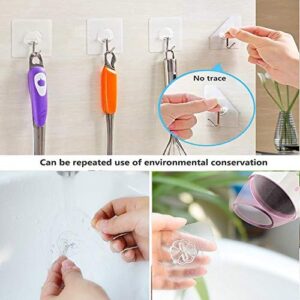 CMANI Wall Hooks 17lb(Max) Transparent Reusable Seamless Hooks,Waterproof and Oilproof,Bathroom Kitchen Heavy Duty Self Adhesive Hooks,10 Pack…