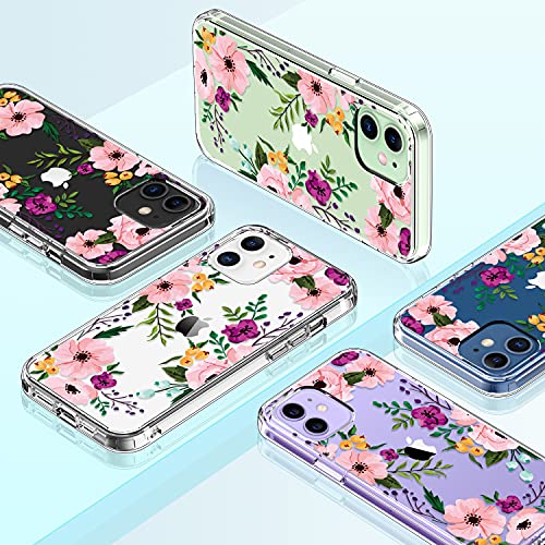 GiiKa for iPhone 12 Mini Case with Screen Protector, Clear Full Body Shockproof Protective Floral Girls Women Hard Case with TPU Bumper Cover Phone Case for iPhone 12 Mini, Small Flowers