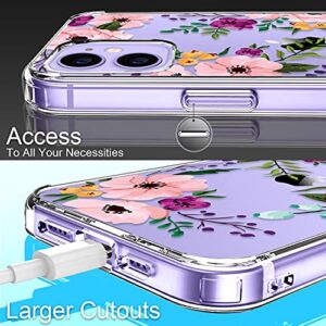 GiiKa for iPhone 12 Mini Case with Screen Protector, Clear Full Body Shockproof Protective Floral Girls Women Hard Case with TPU Bumper Cover Phone Case for iPhone 12 Mini, Small Flowers