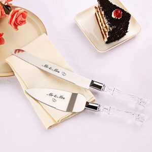 AW BRIDAL Cake Cutting Set for Wedding- Mr and Mrs Cake Cutter, Wedding Cake Knife and Server Set Engagement Anniversary Birthday Gifts