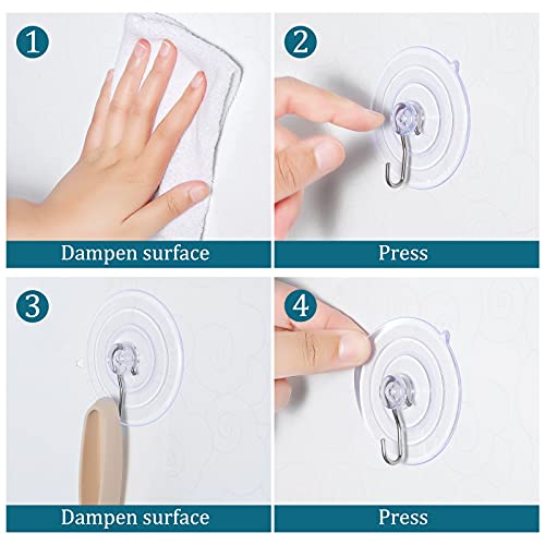 20 Pieces Clear Suction Cups for Glass, Window Suction Cups with Stainless Steel Hook Reusable Heavy Duty Suction Cup Hangers Strong Kitchen Bathroom Hooks for Towel Glass Window Mirror Door Table