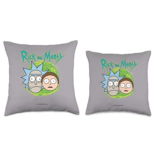 Rick and Morty Floating Heads Throw Pillow, 16x16, Multicolor