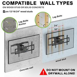 USX MOUNT Full Motion Sliding TV Wall Mount for 32-90" TV, Articulating TV Mount Holds up to 150lbs, TV Centering Swivel Rotate Extend Tilt TV Bracket, Max VESA 600x400mm, 16" 18" 24" Studs