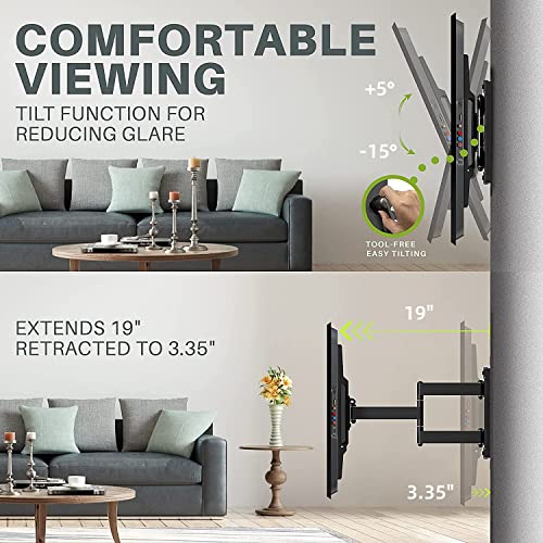 USX MOUNT Full Motion Sliding TV Wall Mount for 32-90" TV, Articulating TV Mount Holds up to 150lbs, TV Centering Swivel Rotate Extend Tilt TV Bracket, Max VESA 600x400mm, 16" 18" 24" Studs