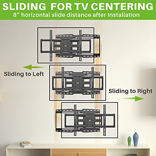 USX MOUNT Full Motion Sliding TV Wall Mount for 32-90" TV, Articulating TV Mount Holds up to 150lbs, TV Centering Swivel Rotate Extend Tilt TV Bracket, Max VESA 600x400mm, 16" 18" 24" Studs