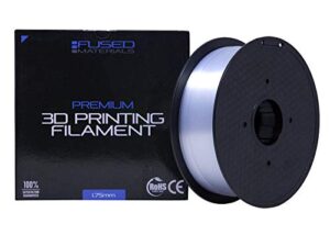 fused materials transparent pc+ 3d printer filament - 1kg spool, 1.75mm, dimensional accuracy +/- 0.03 mm, (trans pc plus)
