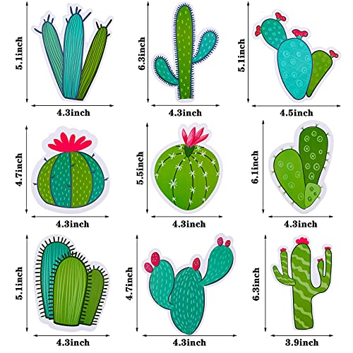 45 Pieces Cactus Cutouts Prickly Cactus Party Cutouts Green Cactus Paper-cuts for Festive Party Classroom Bulletin Board Wall Decoration