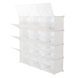 wei wei global 8-tier portable shoe rack 48 pairs shoe storage plastic organizer cabinet for entryway closet, white (24 cube)