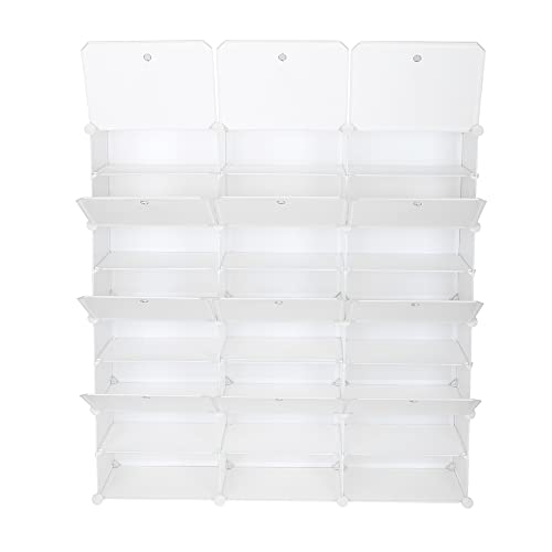 WEI WEI GLOBAL 8-Tier Portable Shoe Rack 48 Pairs Shoe Storage Plastic Organizer Cabinet for Entryway Closet, White (24 Cube)