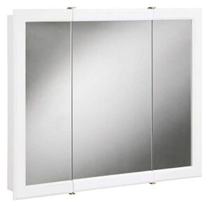 design house 531434-wht concord 30 inches w x 5.25 inches d x 30 inches h assembled framed tri-view surface-mount bathroom medicine cabinet mirror, white
