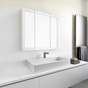 Design House 531434-WHT Concord 30 inches W x 5.25 inches D x 30 inches H Assembled Framed Tri-View Surface-Mount Bathroom Medicine Cabinet Mirror, White