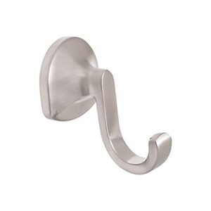 Bennington Seabrook Robe Hook Wall Mounted Single Prong Bathroom Hardware Bath Accessory, Nickel