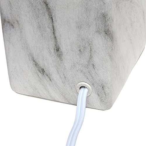 Simple Designs LT2071-WOB Mini Petite White Gray Marbled Ceramic Bedside Table Lamp with Black Shade