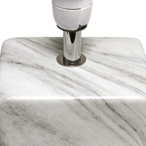 Simple Designs LT2071-WOB Mini Petite White Gray Marbled Ceramic Bedside Table Lamp with Black Shade